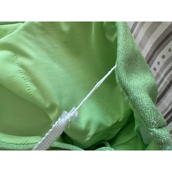 NWD Becca Virtue Womens Green Shimmer One-Piece Swimsuit One Shoulder Medium - Picture 8 of 11